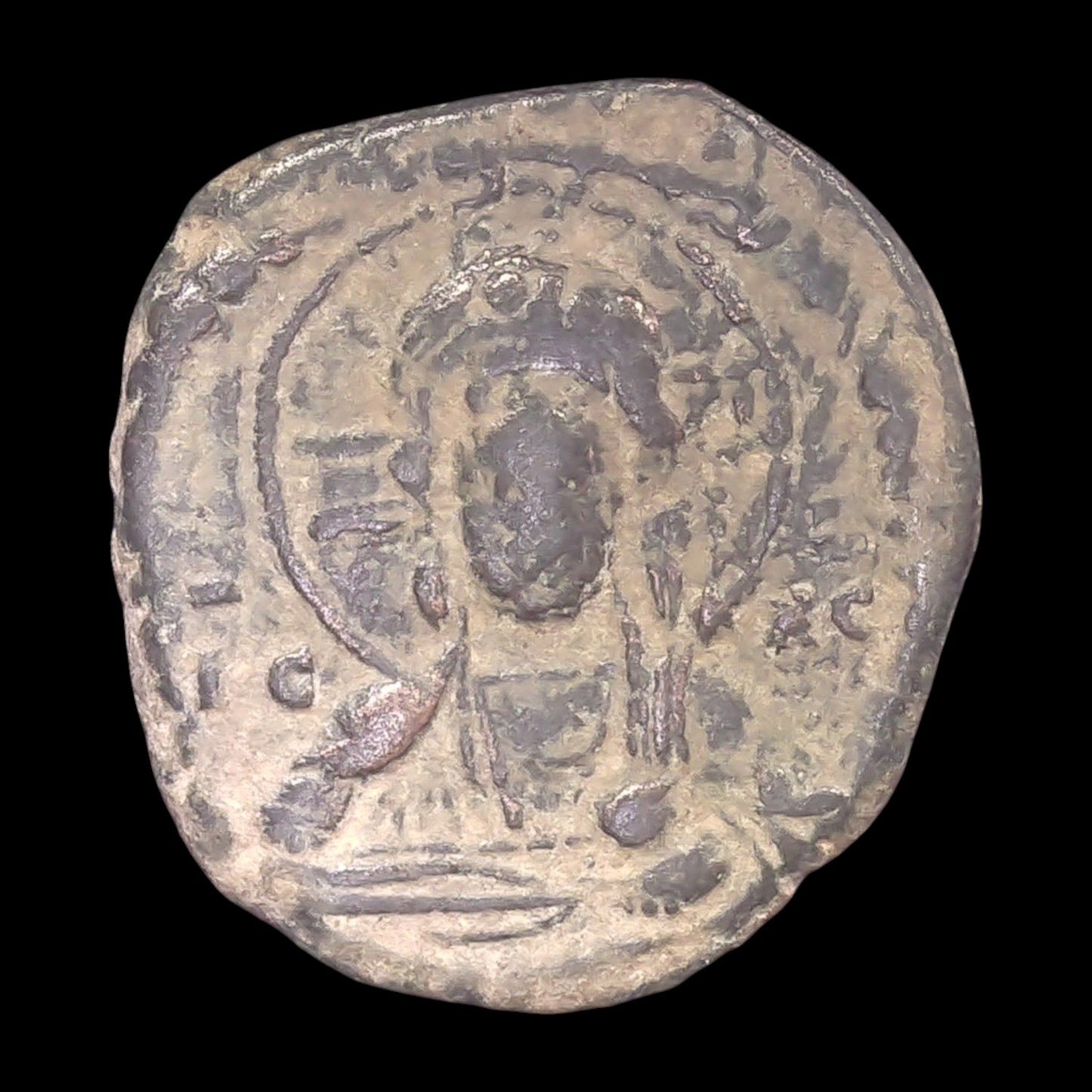 Anonymous Byzantine Bronze Coin Featuring Jesus Christ & the Virgin Mary — Constantinople Mint (AD 1068–1071)