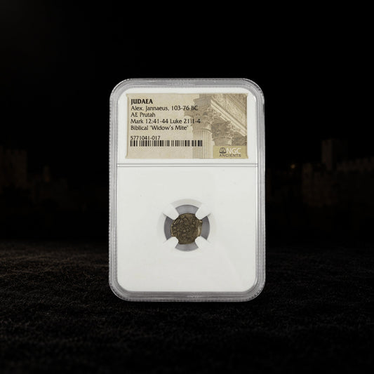 Alexander Jannaeus Ancient Judaean Bronze Coin — Widow’s Mite (103–76 BC) — NGC Certified - Kinzer Coins