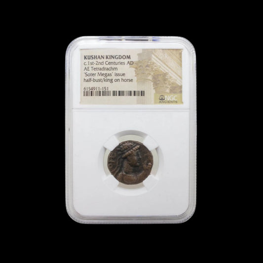 Ancient Kushan Copper Coin of Emperor Kanishka I (“Soter Megas” – Great Savior) - Kinzer Coins