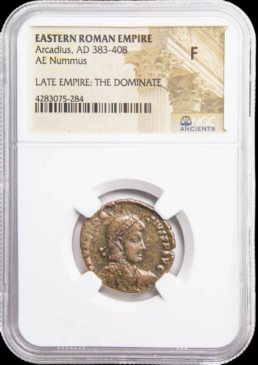 Ancient Roman Bronze Coin of Emperor Arcadius (Eastern Roman Emperor) - Kinzer Coins