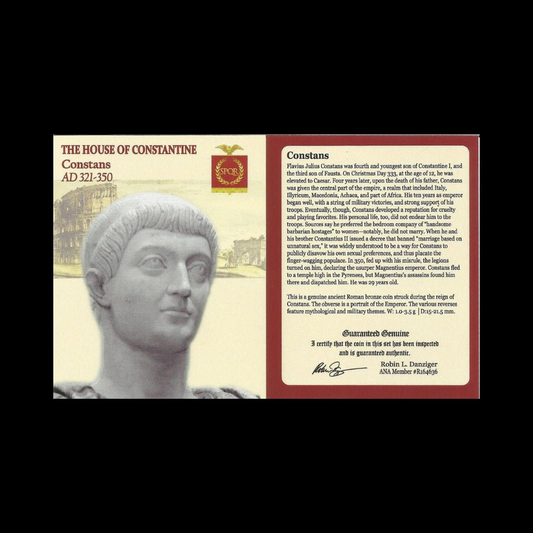 Ancient Roman Bronze Coin of Emperor Constans (c. AD 340, Son of Constantine the Great) - Kinzer Coins