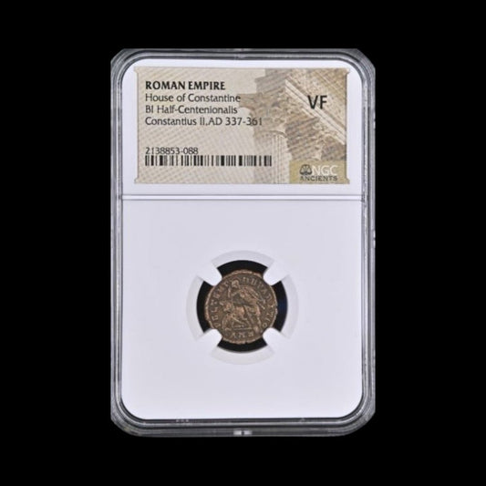 Ancient Roman Bronze Coin of Emperor Constantius II — Fallen Horseman Type (4th Century AD), NGC Certified - Kinzer Coins