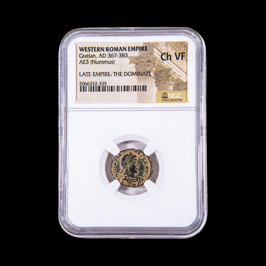 Ancient Roman Bronze Coin of Emperor Gratian (Ruler During Rome’s Christian Era) - Kinzer Coins