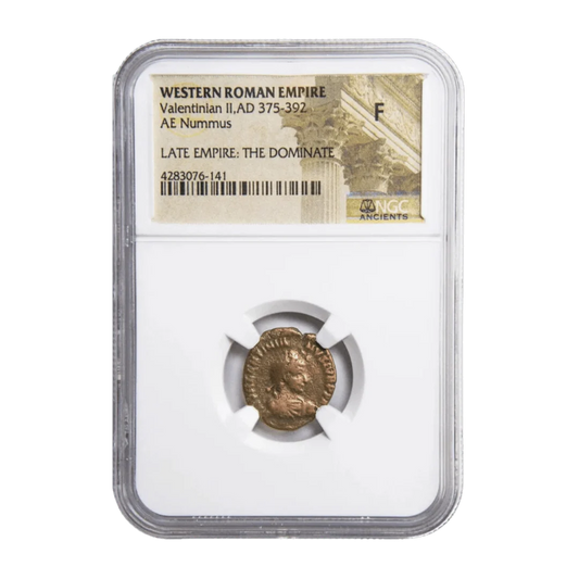 Ancient Roman Bronze Coin of Emperor Valentinian II (Child Emperor of the Late Roman Empire) - Kinzer Coins