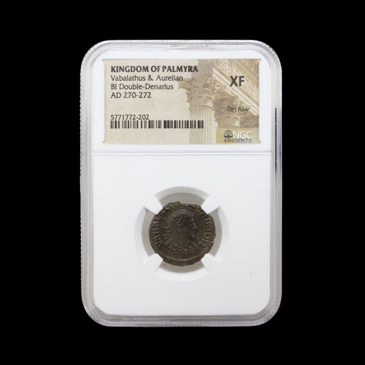 Ancient Roman Bronze Coin of Vabalathus and Emperor Aurelian (Rome and Palmyra United) - Kinzer Coins