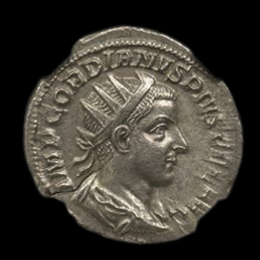 Ancient Roman Silver Coin of Emperor Gordian III (Youngest Roman Emperor) - Kinzer Coins