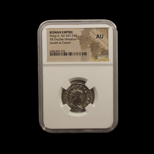 Ancient Roman Silver Coin of Emperor Philip II (Imperial Son Raised to the Throne) - Kinzer Coins