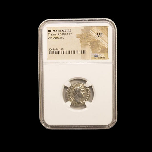 Ancient Roman Silver Coin of Emperor Trajan (Ruler at the Height of Rome’s Power) - Kinzer Coins