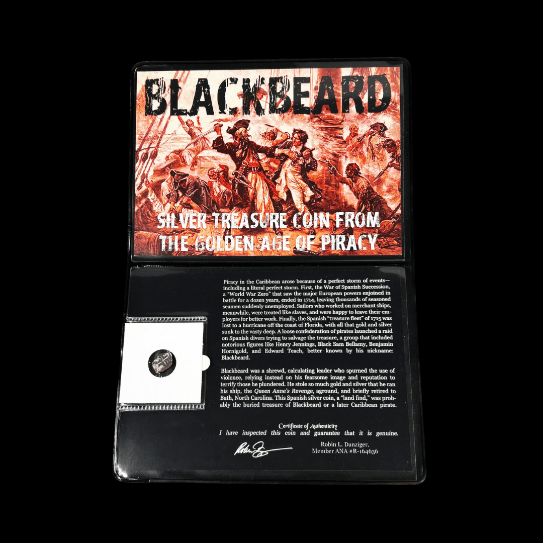 Blackbeard: Silver Treasure Coin from the Golden Age of Piracy (about 300 years ago) - Kinzer Coins