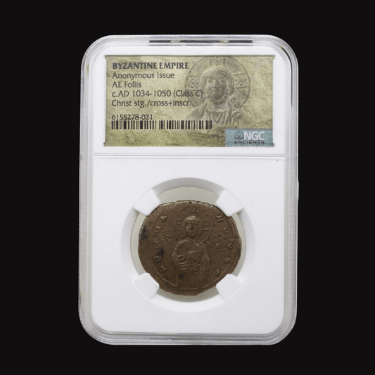 Byzantine Anonymous Follis Featuring Jesus Christ (c. 10th–11th Century AD) - Kinzer Coins