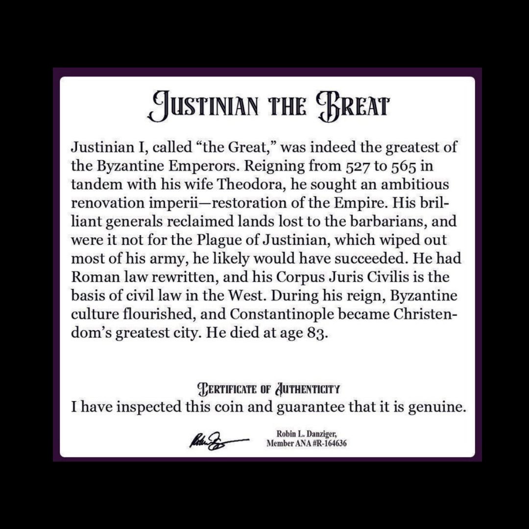 Byzantine Coin of Emperor Justinian the Great (about 1470 years ago) - Kinzer Coins
