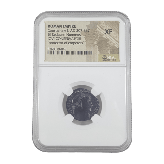 Constantine the Great Roman Bronze – IOVI CONSERVATORI Jupiter – NGC Certified - Kinzer Coins