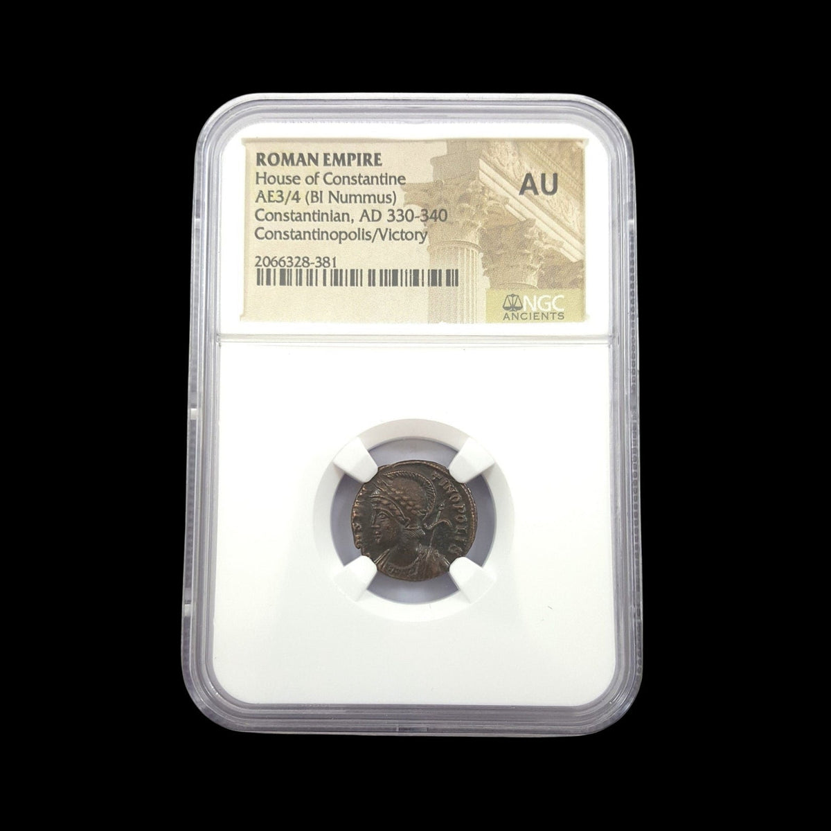 Original coin photograph: Founding of Constantinople Bronze — NGC, AD 330–340, NGC AU