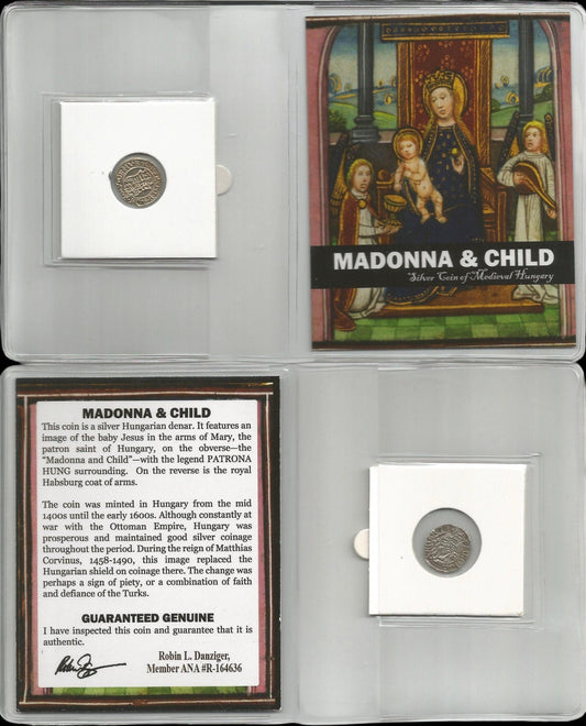 Madonna and Child Medieval Hungarian Silver Coin - Last Christian Kingdom Collectible - Kinzer Coins