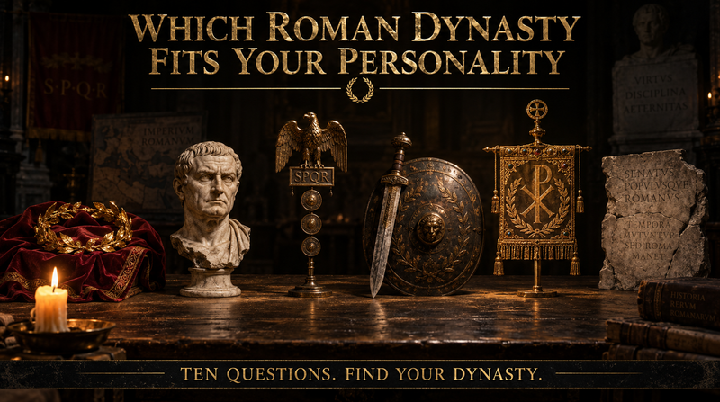 Which Roman Dynasty Fits Your Personality? quiz cover for Kinzer Coins