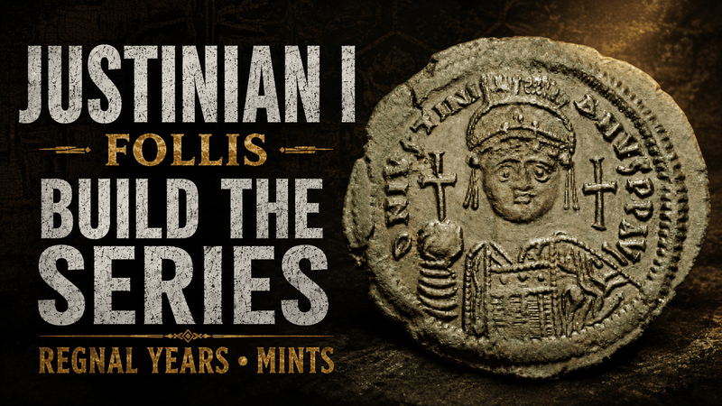Justinian I Follis Coins: Build a Set by Regnal Year and Mint - Kinzer Coins