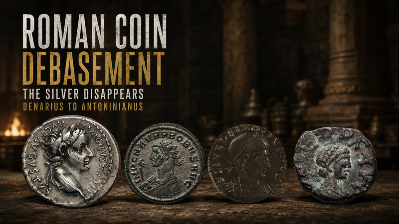 Roman coin debasement from denarius to antoninianus - the silver disappears