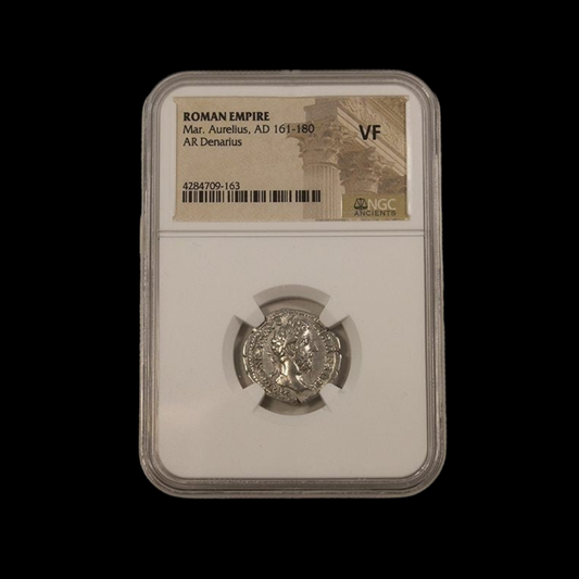 Roman Denarius of Marcus Aurelius NGC | Stoic Philosopher Emperor (AD 161–180)