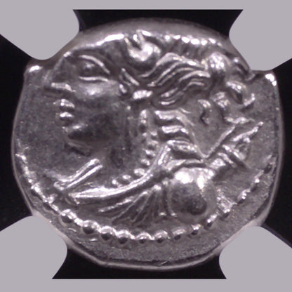 Ancient Celtic Silver Drachm of Massalia (2nd–1st Century BC, Artemis Brockage Error), Authenticated Ancient Coin