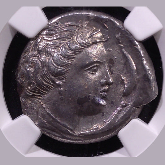Ancient Greek Silver Tetradrachm of Panormus (c. 370–360 BC, Quadriga & Female Head Type), Authenticated Ancient Coin