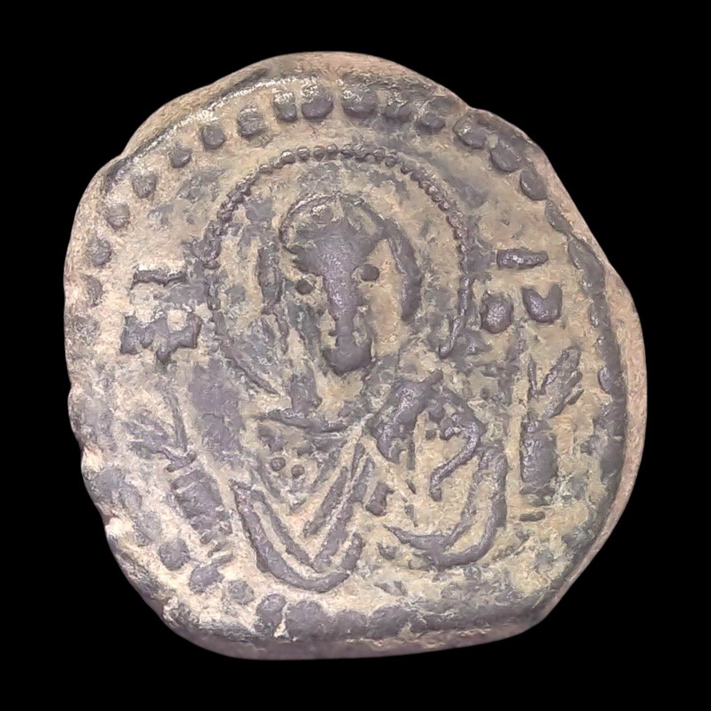 Anonymous Byzantine Bronze Coin Featuring Jesus Christ & the Virgin Mary — Constantinople Mint (AD 1068–1071)