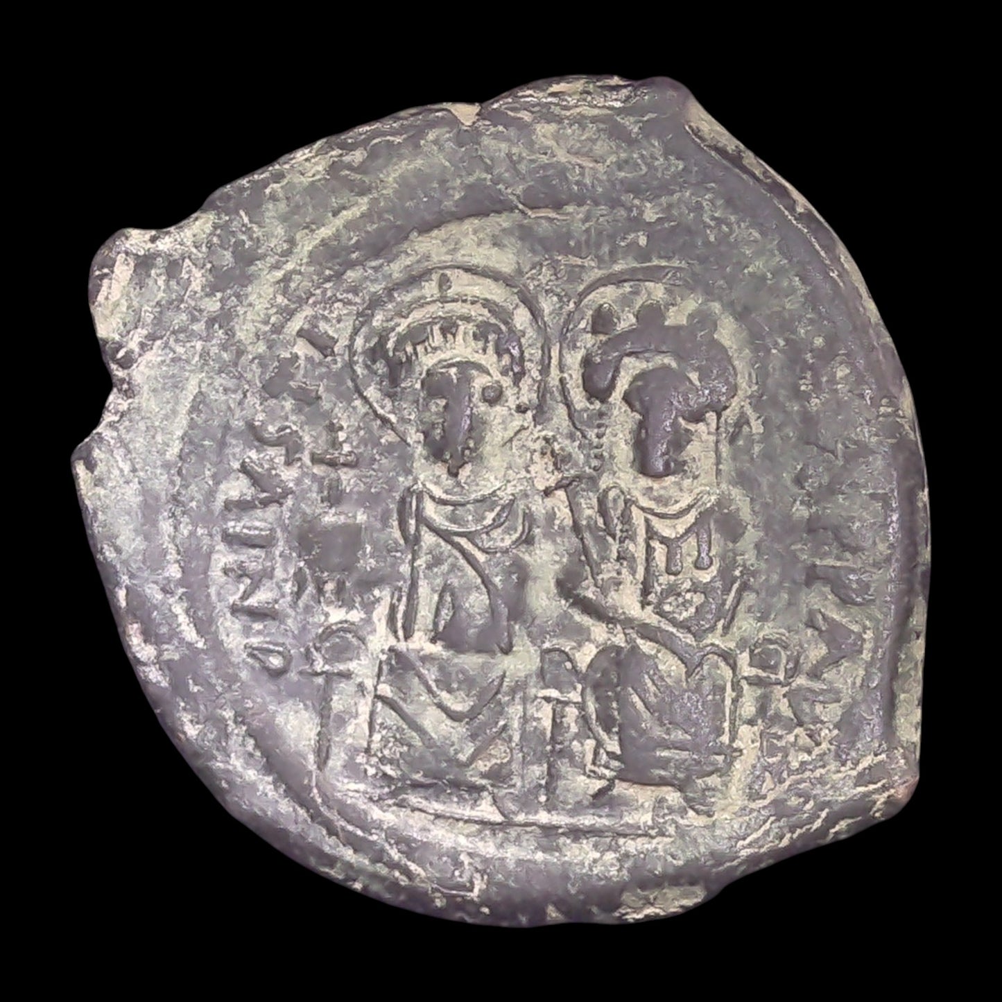 Justin II & Empress Sophia Bronze Coin from Constantinople — The Imperial Couple of Byzantium