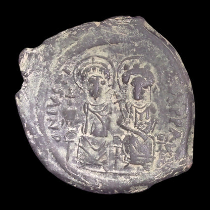 Justin II & Empress Sophia Bronze Coin from Constantinople — The Imperial Couple of Byzantium