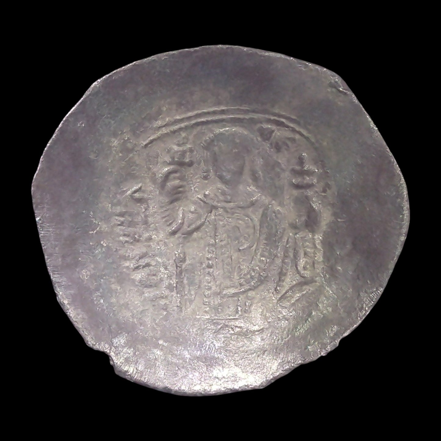 Manuel I Comnenus Billon Trachy — Crowned by the Virgin Mary