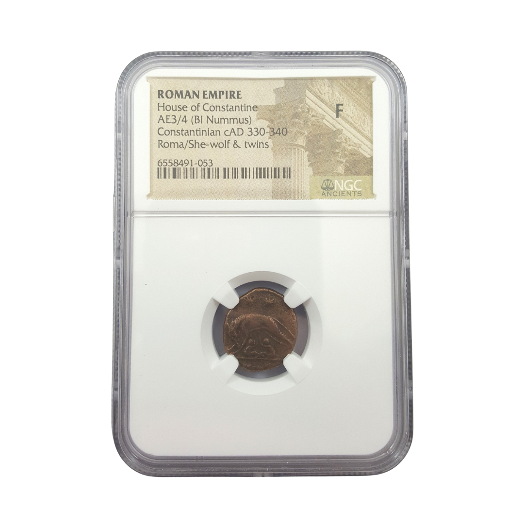 Romulus & Remus Roman Bronze – Urbs Roma She-Wolf – NGC Certified