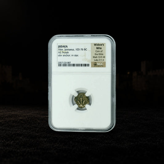 Alexander Jannaeus Ancient Judaean Bronze Coin — Widow’s Mite (103–76 BC) — NGC Certified - Kinzer Coins
