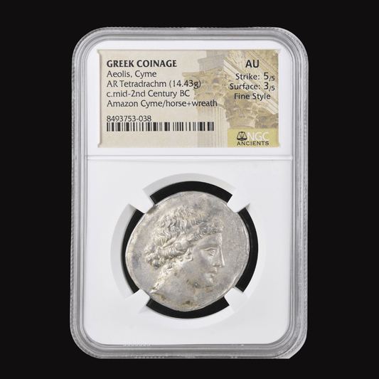 Amazon of Cyme — Near Mint Greek Silver Tetradrachm - Kinzer Coins