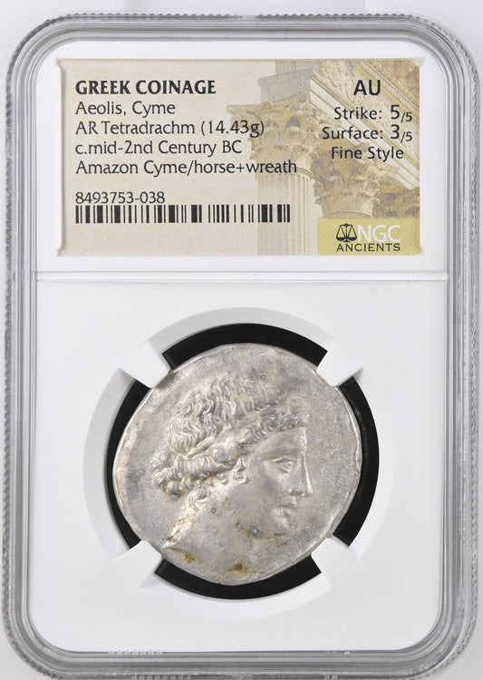 Amazon of Cyme — Near Mint Greek Silver Tetradrachm - Kinzer Coins