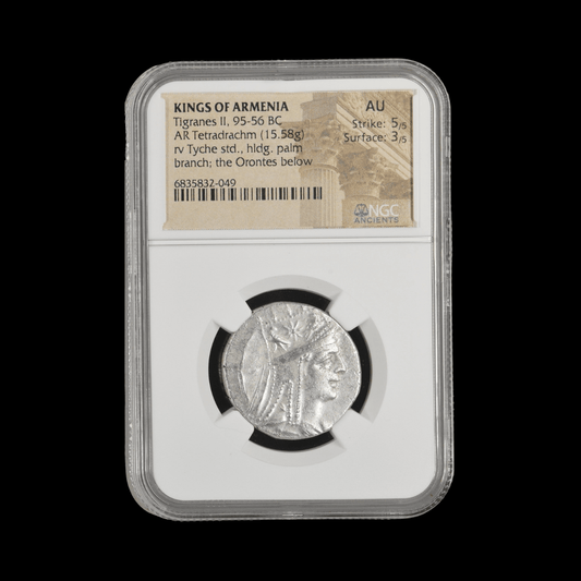 Ancient Armenian Silver Tetradrachm of Tigranes II the Great (95–56 BC, Tyche of Antioch Type), Authenticated Ancient Coin - Kinzer Coins