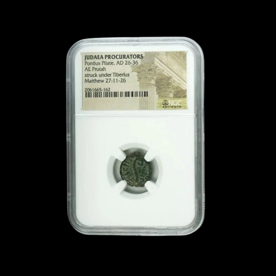 NGC Certified Ancient Judaea Bronze Coin - Pontius Pilate Era (AD 26–36) - Kinzer Coins