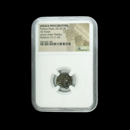 Ancient Bronze Coin (Prutah) from Judaea — Struck Under Pontius Pilate, the Roman Governor Mentioned in the Bible During the Time of Jesus (AD 26–36), NGC Certified - Kinzer Coins