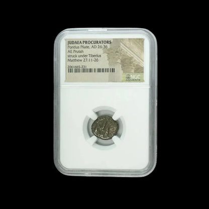 NGC Certified Ancient Judaea Bronze Coin - Pontius Pilate Era (AD 26–36) - Kinzer Coins