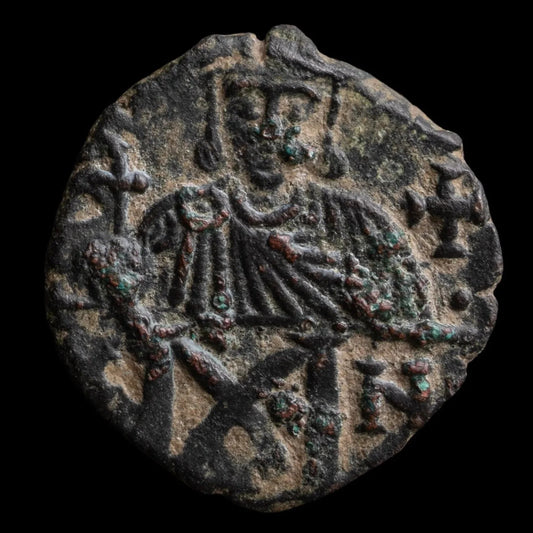 Ancient Bronze Follis from Constantinople: Constantine VI & Empress Irene – Mother - Son Co - Rule (about 1,230 years ago) - Kinzer Coins