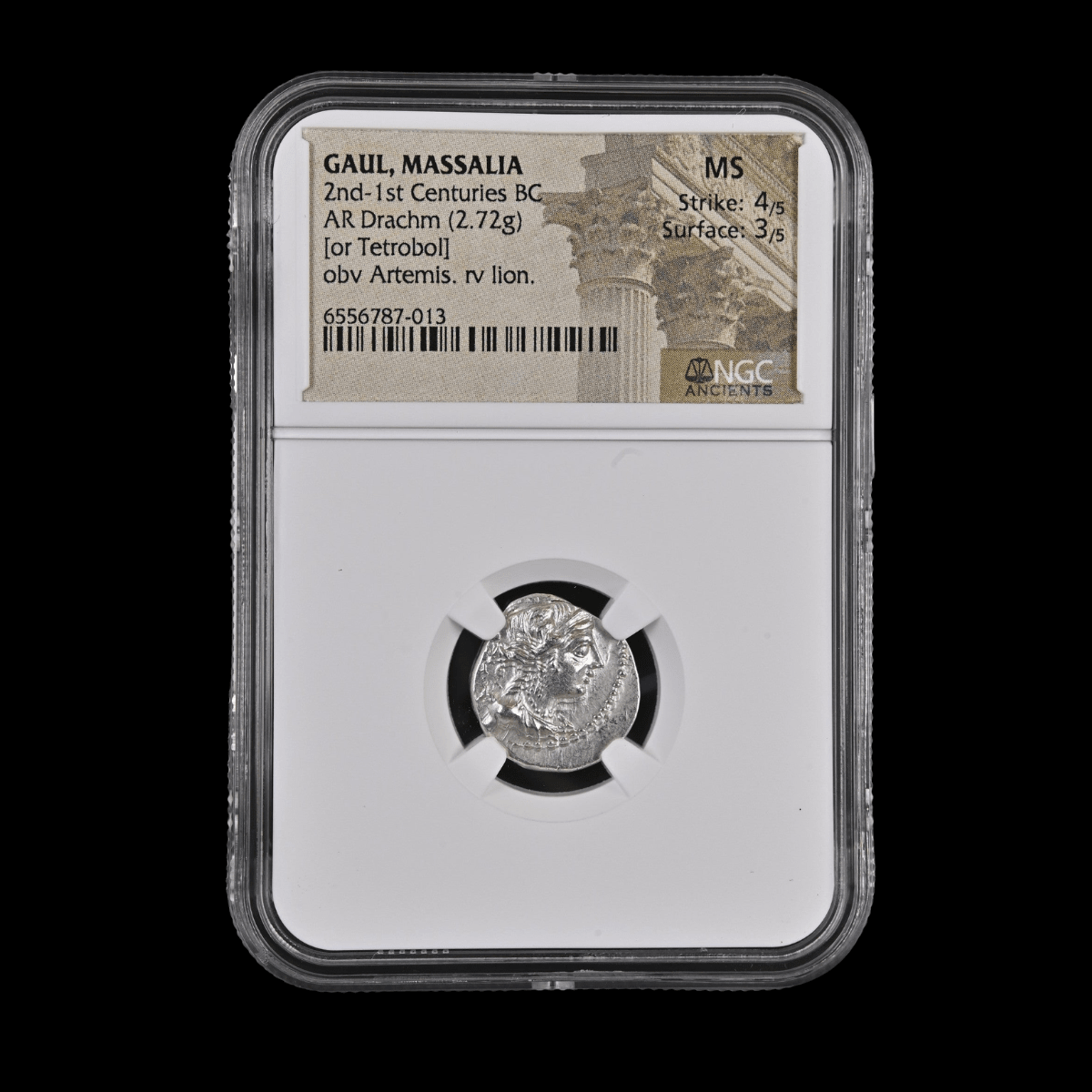 Ancient Celtic Silver Drachm of Massalia (2nd–1st Century BC, Artemis & Lion Type), Authenticated Ancient Coin - Kinzer Coins