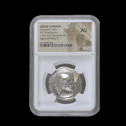 Ancient Celtic Silver Tetradrachm (c. 3rd–2nd Century BC, Philip III Type), Authenticated Ancient Coin - Kinzer Coins