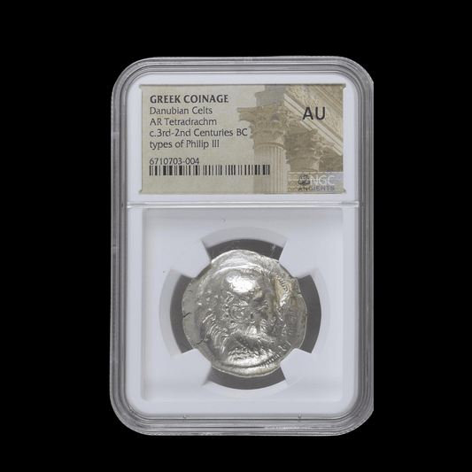 Ancient Celtic Silver Tetradrachm (c. 3rd–2nd Century BC, Philip III Type), Authenticated Ancient Coin - Kinzer Coins