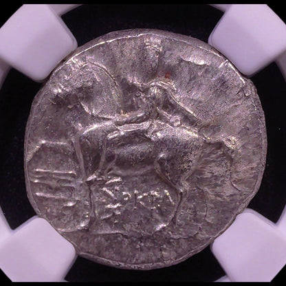 Ancient Greek Silver Didrachm of Taras (c. 280–240 BC, Horseman & Dolphin Rider Type), Authenticated Ancient Coin - Kinzer Coins