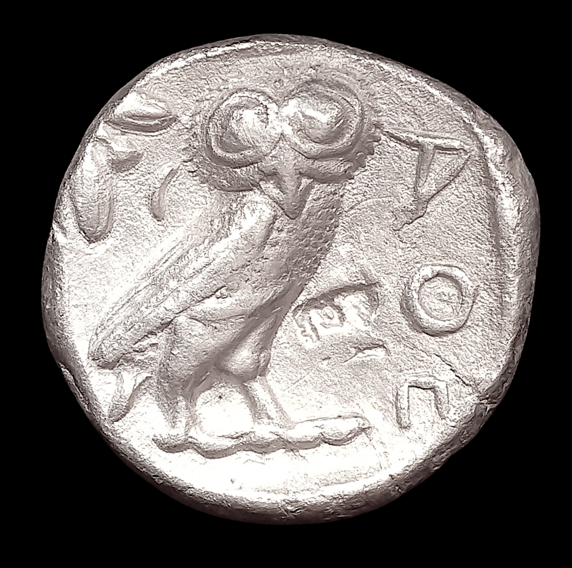 Ancient Greek Silver Tetradrachm of Athens (350–294 BC, Owl Type with Ancient Countermarks), Authenticated Ancient Coin - Kinzer Coins
