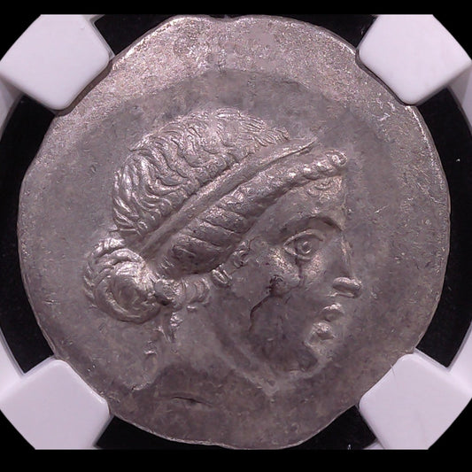 Ancient Greek Silver Tetradrachm of Cyme (c. Mid-2nd Century BC, Amazon Cyme & Horse Type), Authenticated Ancient Coin - Kinzer Coins
