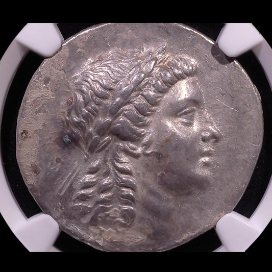 Ancient Greek Silver Tetradrachm of Myrina (c. 2nd Century BC, Apollo & Wreath Type), Authenticated Ancient Coin - Kinzer Coins