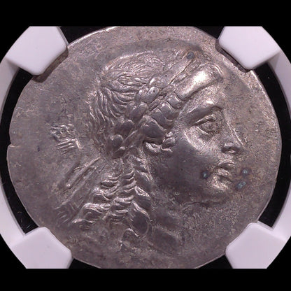 Ancient Greek Silver Tetradrachm of Myrina (c. Mid-2nd Century BC, Apollo in Wreath Type), Authenticated Ancient Coin - Kinzer Coins