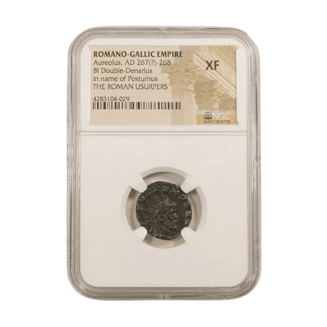 Ancient Roman Bronze Coin from Crisis of Third Century - Issued by Aureolus for Emperor Postumus - Kinzer Coins