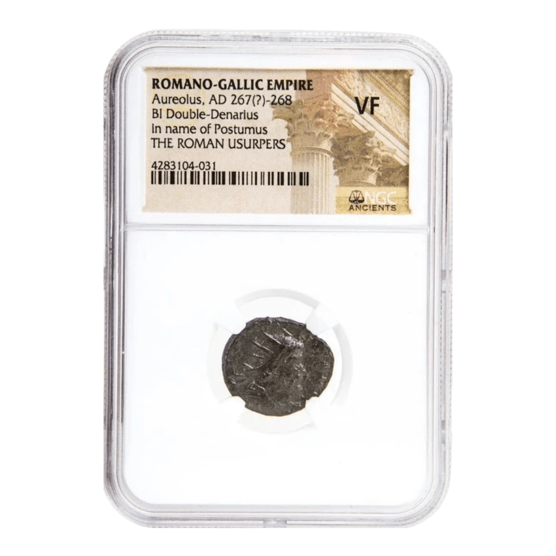 Ancient Roman Bronze Coin from Crisis of Third Century - Issued by Aureolus for Emperor Postumus - Kinzer Coins