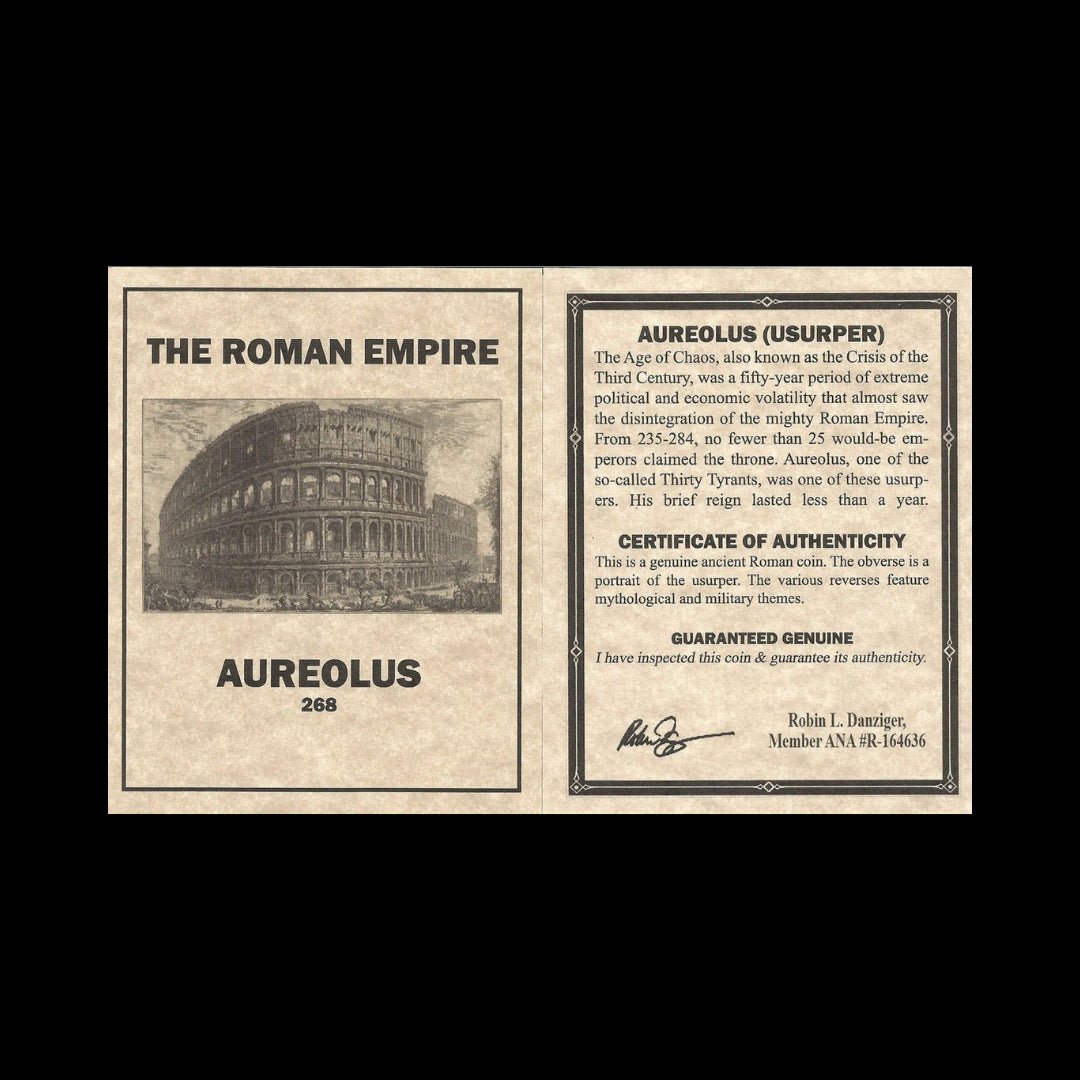 Ancient Roman Bronze Coin Issued by Aureolus in the Name of Emperor Postumus (Crisis of the Third Century) - Kinzer Coins