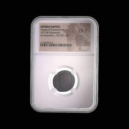 Ancient Roman Bronze Coin of Constantine the Great (c. AD 300, Rome’s First Christian Emperor), NGC Certified - Kinzer Coins