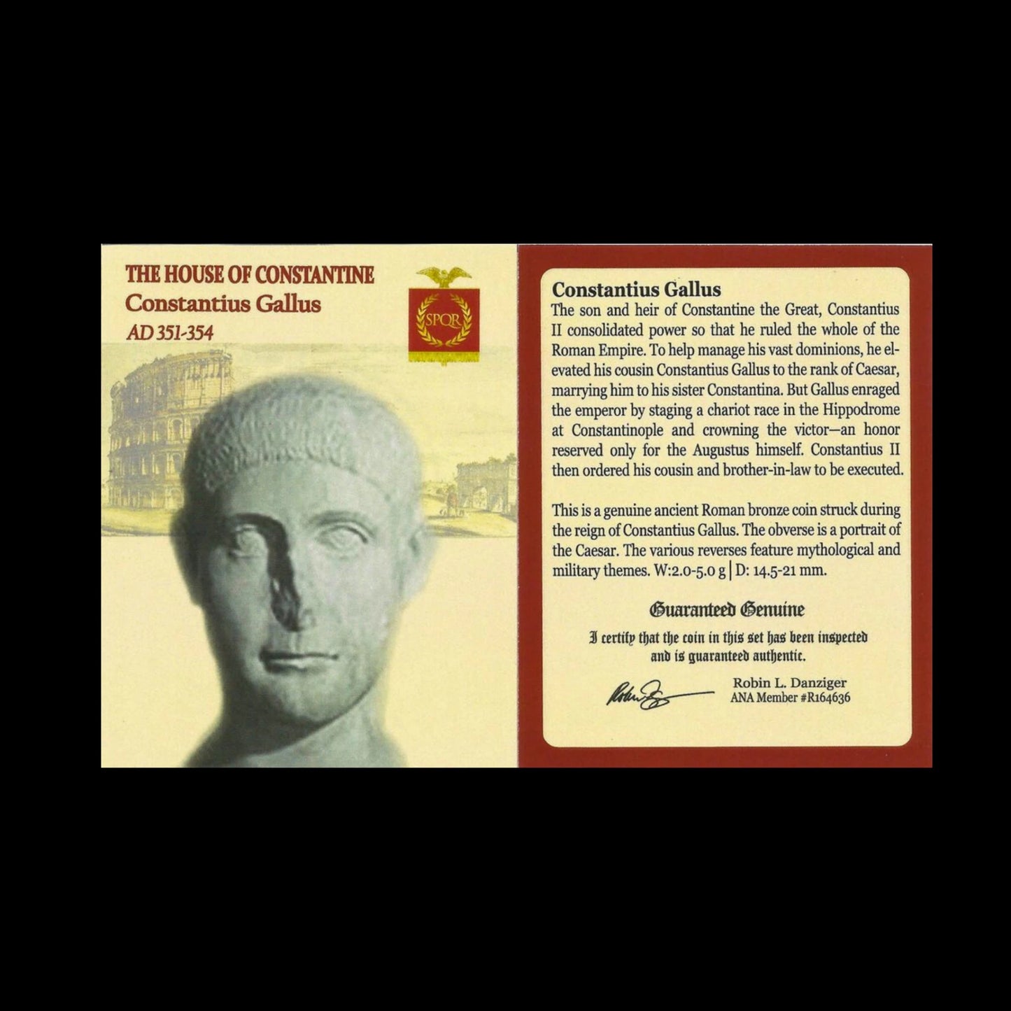 Ancient Roman Bronze Coin of Constantius Gallus (Cousin of Emperor Julian the Apostate) - Kinzer Coins